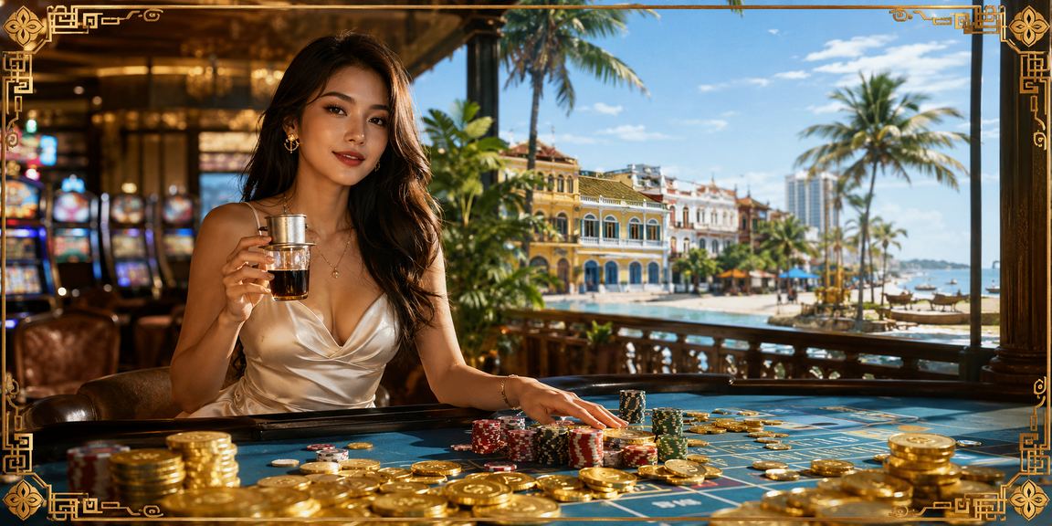 Người dùng TP. Hồ Chí Minh chơi slot game trong quán cà phê sáng