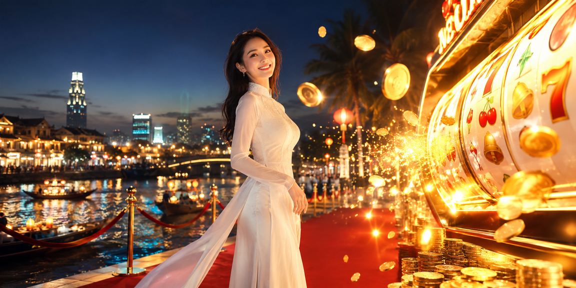 Người chơi tại Sài Gòn mặc áo dài tham gia slot game trực tuyến qua điện thoại