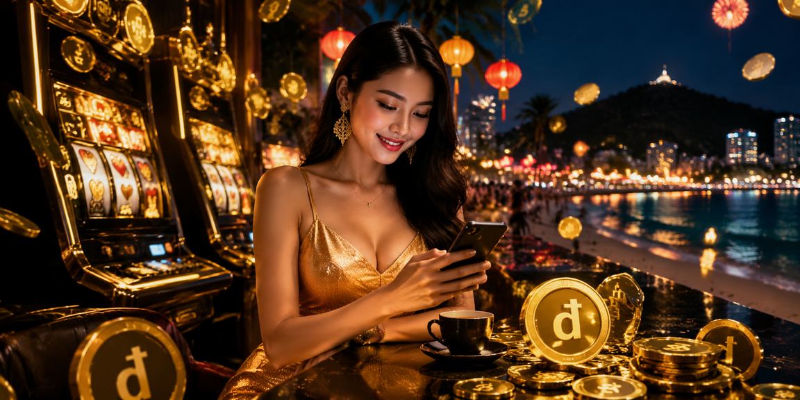 Người chơi tại Vũng Tàu thưởng thức cà phê và chơi slot game trên điện thoại